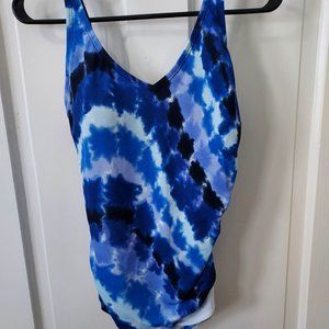 Speedo Sz 12 one piece swimsuit blue tie dye design
